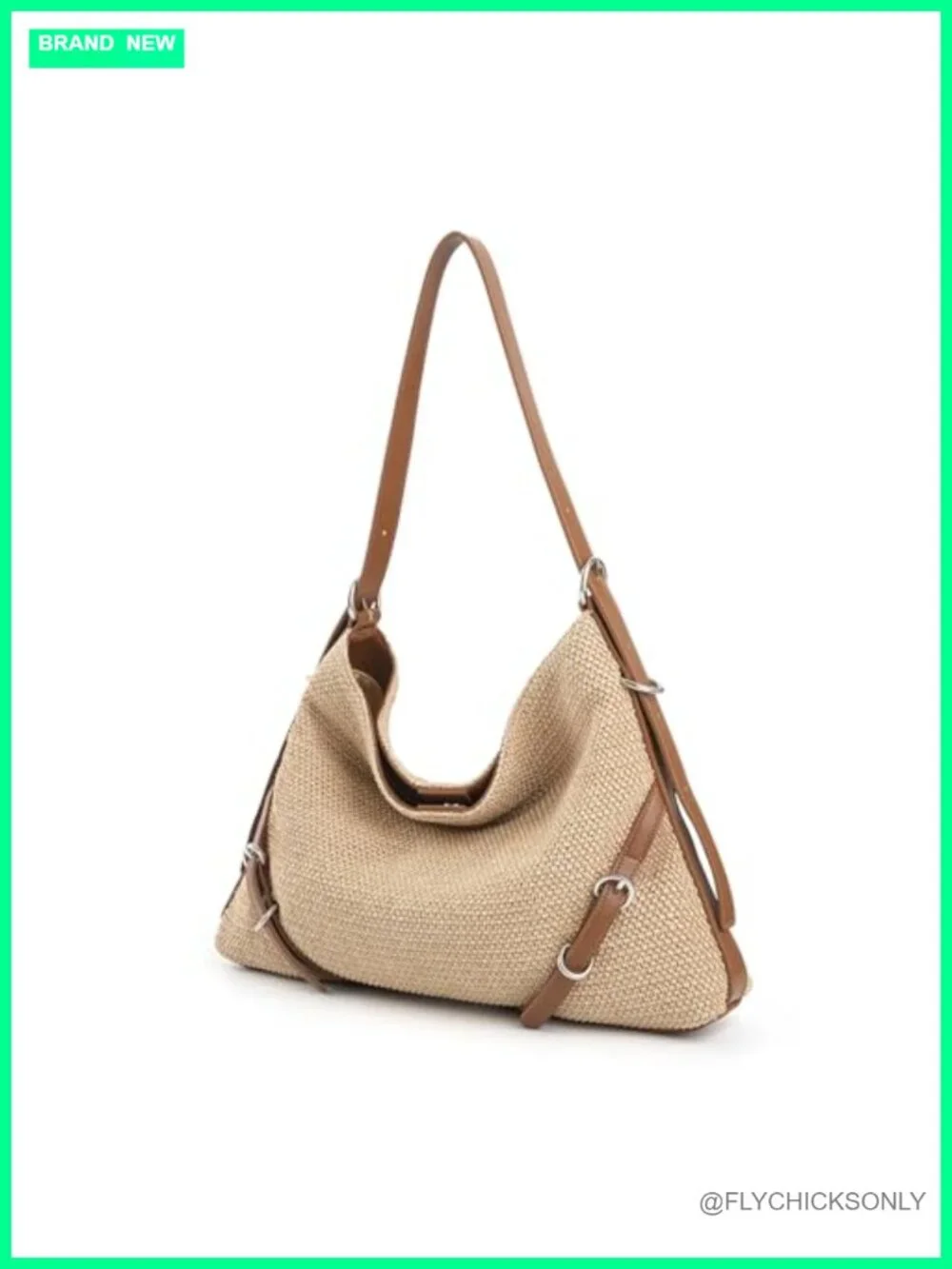 Woven Hobo Bag Summer Straw-Like Shoulder Bag Crossbody Purse Beach Tote